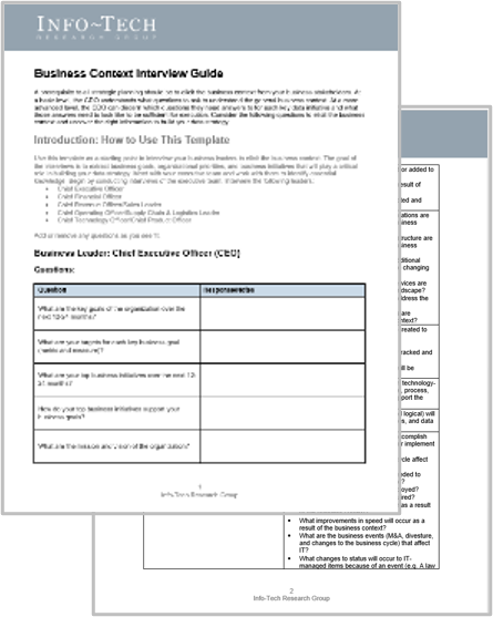 Sample of the 'Business Context Interview for Banking Guide' deliverable.